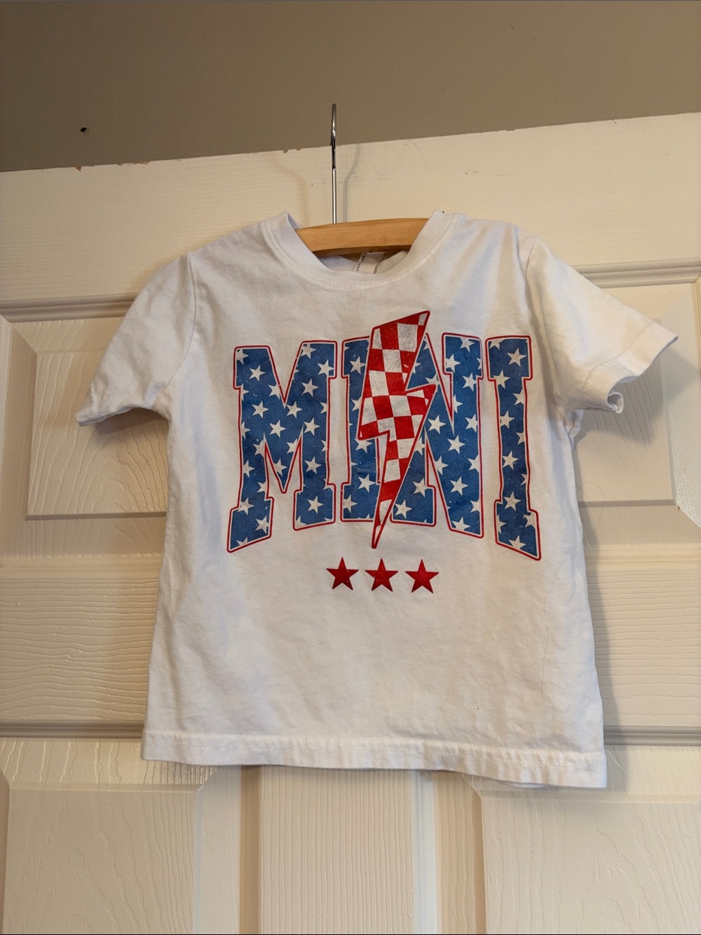 Rabbit Skins White Kids' MIA Graphic Tee with Red & Blue Stars